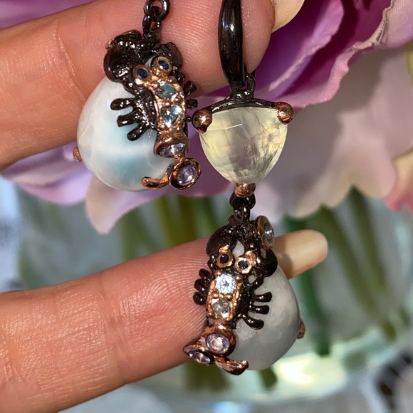 Gorgeous Genuine Larimar Prehnite Earrings - Picture 5 of 8